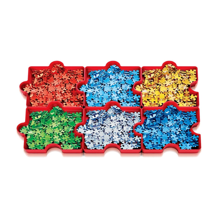 Clementoni Puzzle Sorter - Sort & Stack Jigsaw Puzzle Accessory - Sturdy  and Easy to Use Plastic Puzzle Shaped Red Sorting Trays for Puzzles Up to